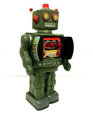 Vintage Battery Operated Space Walk Man Tin Robot