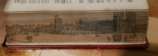 1821 Holy Bible Fine Binding Dual Fore Edge Painting Oxford Leather Rare Antique