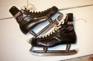 Vintage Bobby Hull Ccm Black Leather Hockey Skates Men Size 10