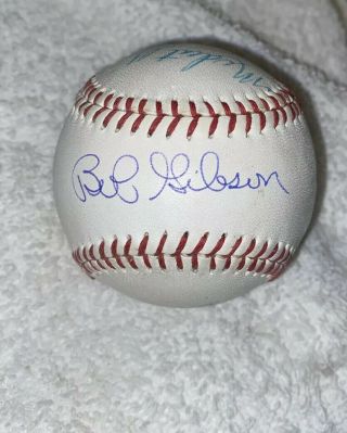Bob Gibson Mudcat Grant Signed Autographed Wilson Ll Baseball Cardinals