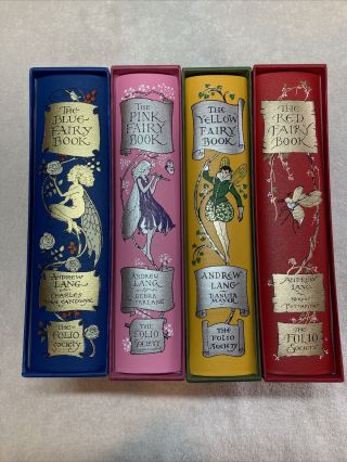 4 Fairy Book By Folio Society - Blue,  Red,  Pink,  Yellow