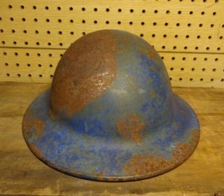 Vintage B.  F.  McDonald Los Angeles Rustic Blue All Steel Construction Hard Hat 3