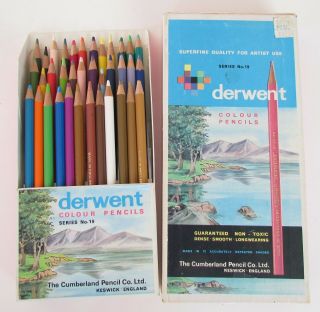 Vintage Derwent Colour Pencils Box Of 36 Series No.  19 England Assortment Art