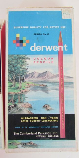 Vintage Derwent Colour Pencils Box of 36 Series No.  19 England Assortment Art 2