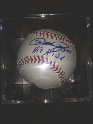 Pete Rose Hit King 4256 Reds Signed Inscribed Official National League Baseball