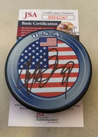 Ryan Miller Buffalo Sabres Signed Team Usa Puck Autographed Jsa