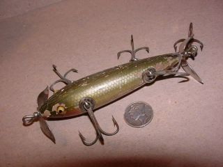 Vintage Wooden Fishing Lure - Pflueger Neverfail - 5 Hook Minnow - Needs A Home