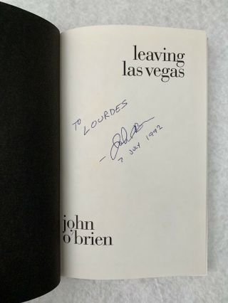 Leaving Las Vegas Hardcover Book First Edition - Dedicated & Signed John O’Brien 2