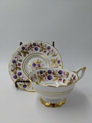 Vintage Royal Stafford " Golden Bramble " Porcelain Bone China Teacup And Saucer