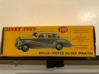 Vintage Just The Box Dinky Toys 150 Rolls Royce Silver Wraith