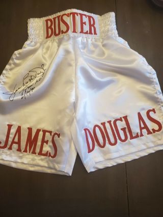 James Buster Douglas Signed Boxing Trunks W/ Inscription " Tyson Ko 2 - 11 - 90 "