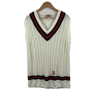 Gray Nicholls Mens Cricket Vest Cable Knit Size Large Vintage Stretchy Sleeveles