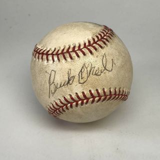 Buck O’neil Signed Game Oal Budig Baseball With B&e Hologram