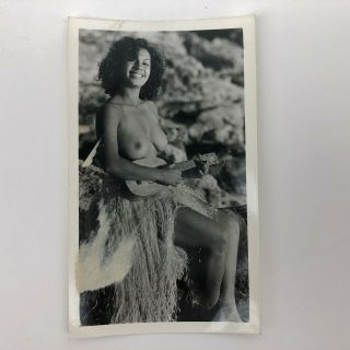 Vintage Hawaii Hawaiian Pretty Topless Hula Girl Photo 2 - 3/4 " X 4 - 1/2 "