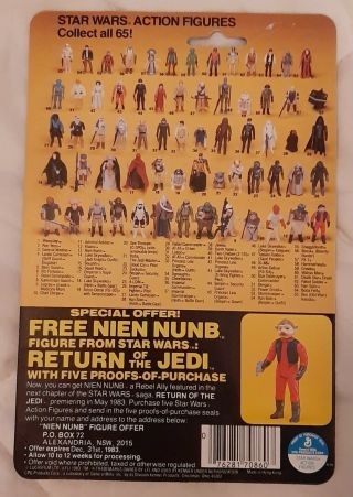 Star Wars Vintage AT - AT Commander Cardback - Nien Nunb Offer - TOLTOYS - 1983 2