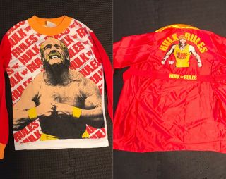 Vintage Wwf Hulk Hogan Pajamas Top And Robe Youth Kids Sized Wwe Wcw Nwo