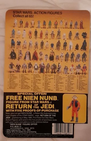 Star Wars Vintage Leia Boushh Cardback - Nien Nunb Offer - TOLTOYS - 1983 2