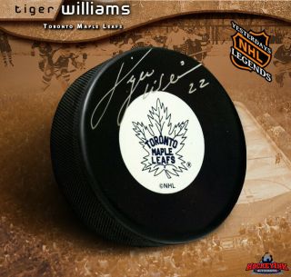 Tiger Williams Toronto Maple Leafs Signed Orginal Six Logo Puck