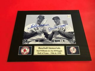 Ted Williams & Joe Dimaggio Signed 5x7 Photo With Certificate Of Authenticity