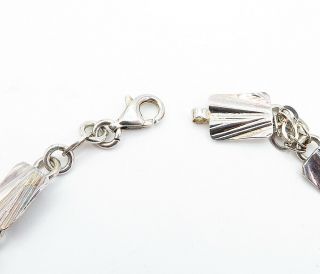925 Sterling Silver - Vintage Shiny Etched Square Link Chain Bracelet - B7952 3