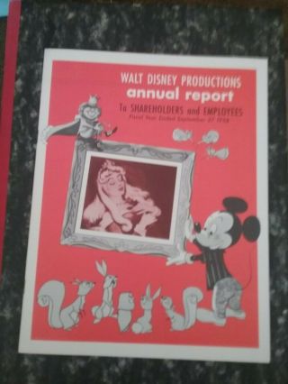 Walt Disney Productions Annual Report Year End 1958 Unbelievable Plus2