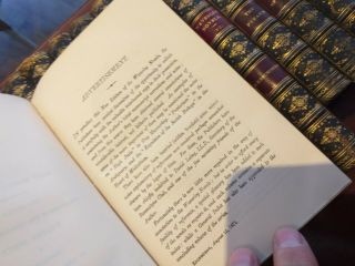 ANTIQUE set Waverley Novels Sir Walter Scott LEATHER BOUND book embossed books 3