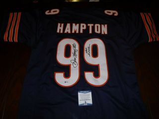 Dan Hampton Signed Chicago Bears Jersey 1985 Sb Xx Hof 2002 Bas