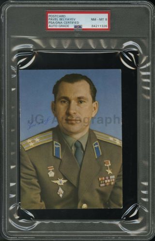 Pavel Belyayev - Soviet Cosmonaut - Psa Slabbed Autographed Postcard