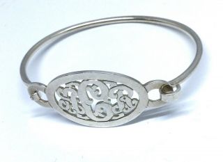 Sterling Silver Monogram Bangle Cuff Bracelet 925 Vintage Estate