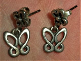 Vintage James Avery Designer Sterling Silver Butterfly Earrings Vafo