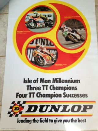 Vintage Dunlop Isle Of Man Millennium Tt Winners Poster 1979 Motorbike