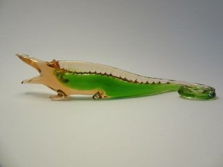 Crocodile Alligator En Verre De Murano Orange Vert Green Glass Vintage