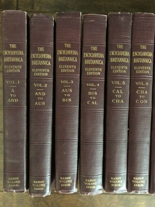 Encyclopedia Britannica 11th Edition 1910 29 Volume Set Plus Volumes 30 & 31