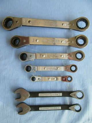 Vtg.  Craftsman Offset 5 - Piece Metric Ratcheting Wrench Set 7mm - 21mm & 2 Tools Nr