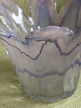 Vintage Lavorazione Arte Murano Glass Stunning Centre Piece /Bowl - Pink / Lilac 2