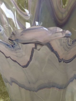 Vintage Lavorazione Arte Murano Glass Stunning Centre Piece /Bowl - Pink / Lilac 3