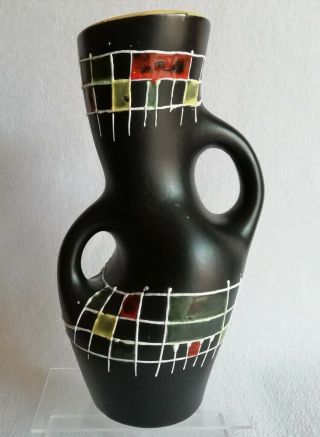 Vase En Céramique Vintage Signé Pl Poet - Laval Drôme Modèle Venus Noir Jaune Xxe