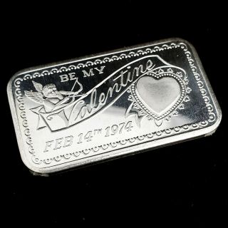 Vintage 1974 Be My Valentine 1ozt.  999 Fine Silver Madison Art Bar (bmvmm27