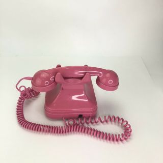 Pink Princess Desk Phone Telephone Mock Rotary Push Button Vintage 3