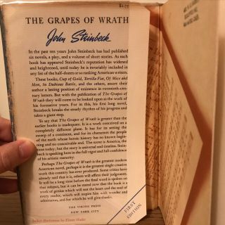 The Grapes of Wrath,  John Steinbeck (1939),  True First Edition,  w/ 1st State DJ 3