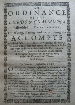 English Civil War 1648 Model Army Soldiers Pay Oaths Committee Pamphlet