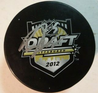 Autographed Derrick Pouliot Signed 2012 Nhl Draft Pittsburgh Penguin Hockey Puck