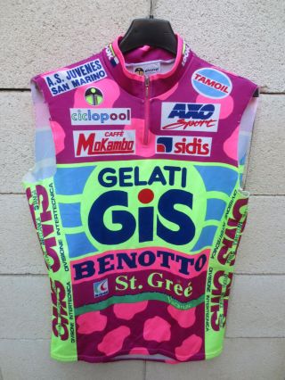 Vintage Maillot Cycliste Gis Gelati Giro Tour Italie 1990 Maglia Giessegi Shirt