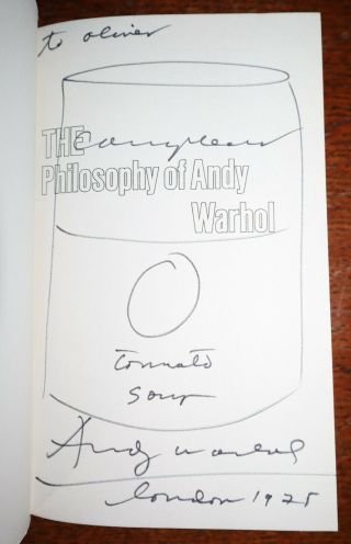 1975 The Philosophy Of Andy Warhol A To B And Back Again Signed 1st Edition Soup