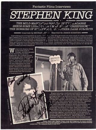 Fantastic Films Creepshow Interview (1983) Signed By Stephen King,  George Romero
