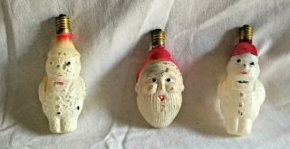Vintage Figural Milk Glass Christmas Lights Bulbs Hand Painted Japan