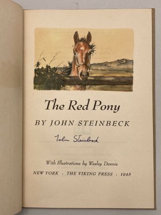 John Steinbeck,  The Red Pony Signed?,  1945,  First Illustrated Ed Slipcase Dennis