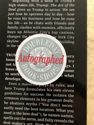 Donald Trump Book Autographed Signed 1987 First Edition “The Art Of The Deal” 3