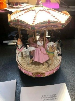 Vintage 1998 Mr.  Christmas Barbie Holiday Go Round Lighted Musical Carousel 3