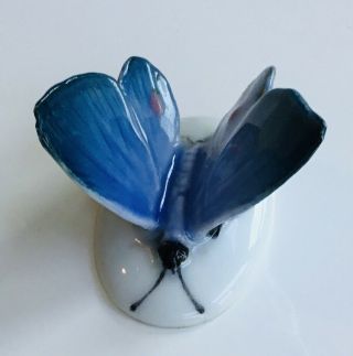 Vintage Volkstedt Karl Ens Porcelain Butterfly Figurine,  Lovely Blue,  1.  25” Tall